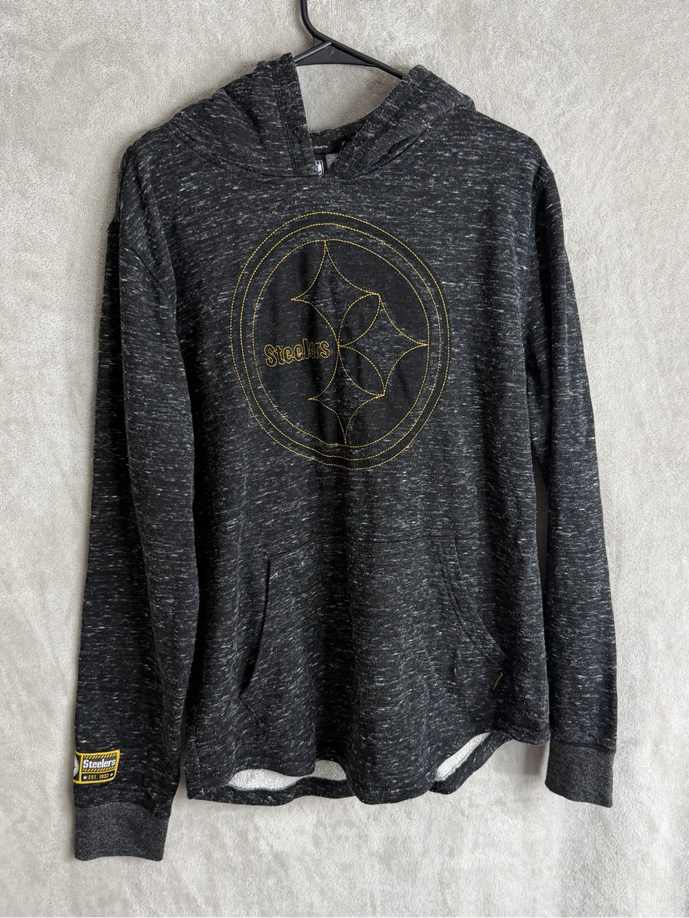 Steelers NFL Team Apparel Grey And Black Hoodie